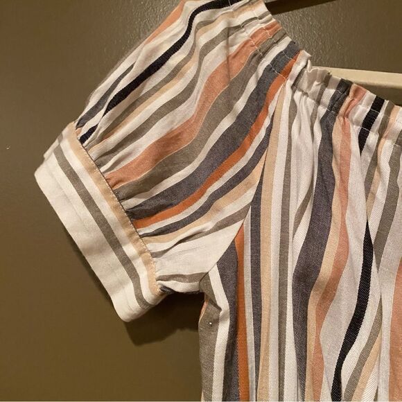 Hint Of Blush Striped Romper Jumpsuit Size Large Wide Leg Cropped - Picture 4 of 11